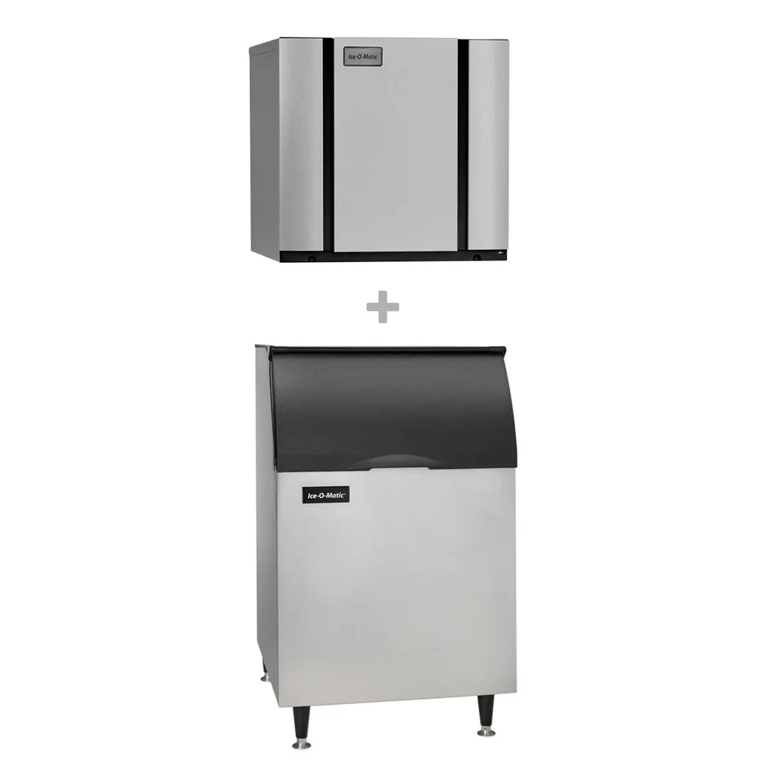 Ice-O-Matic CIM0320FA/B55PS/KBT19 Air Cooled Full Cube 313 lb Ice Machine with Bin, 510 lb Storage