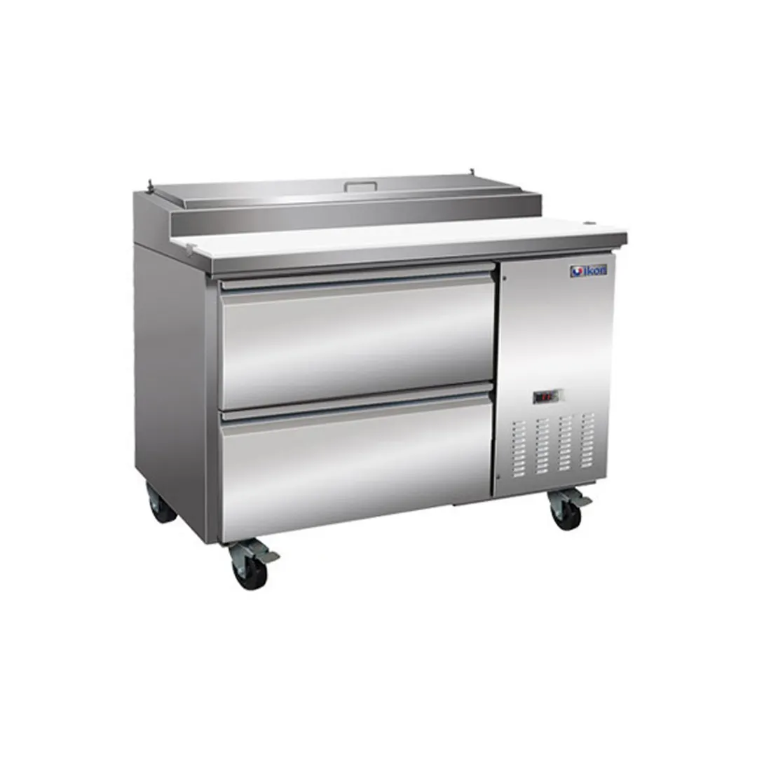 IKON IPP47-2D 47" 1-Section Refrigerated Pizza Prep Table w/ 2 Drawers, (6) 1/3 GN pans