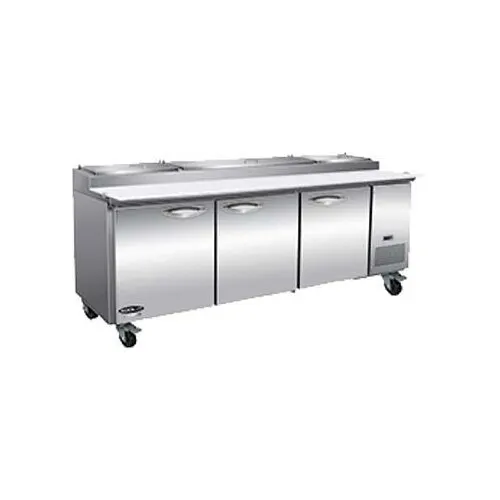 IKON IPP94 94" 3-Section Refrigerated Pizza Prep Table w/ 3 Doors, (12) 1/3 GN pans
