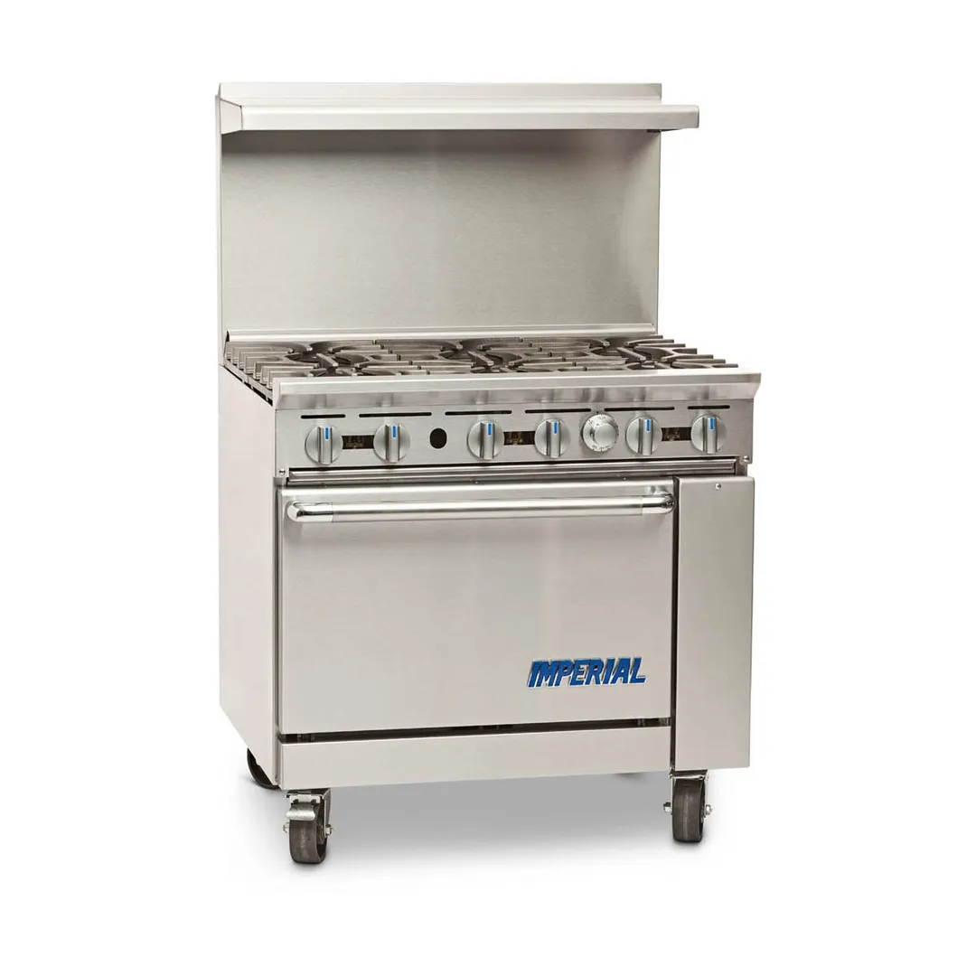 Imperial IR-6-XB 36" Gas Restaurant Range w/ (6) Open Burners, (1) Cabinet Base, 192.000 BTU