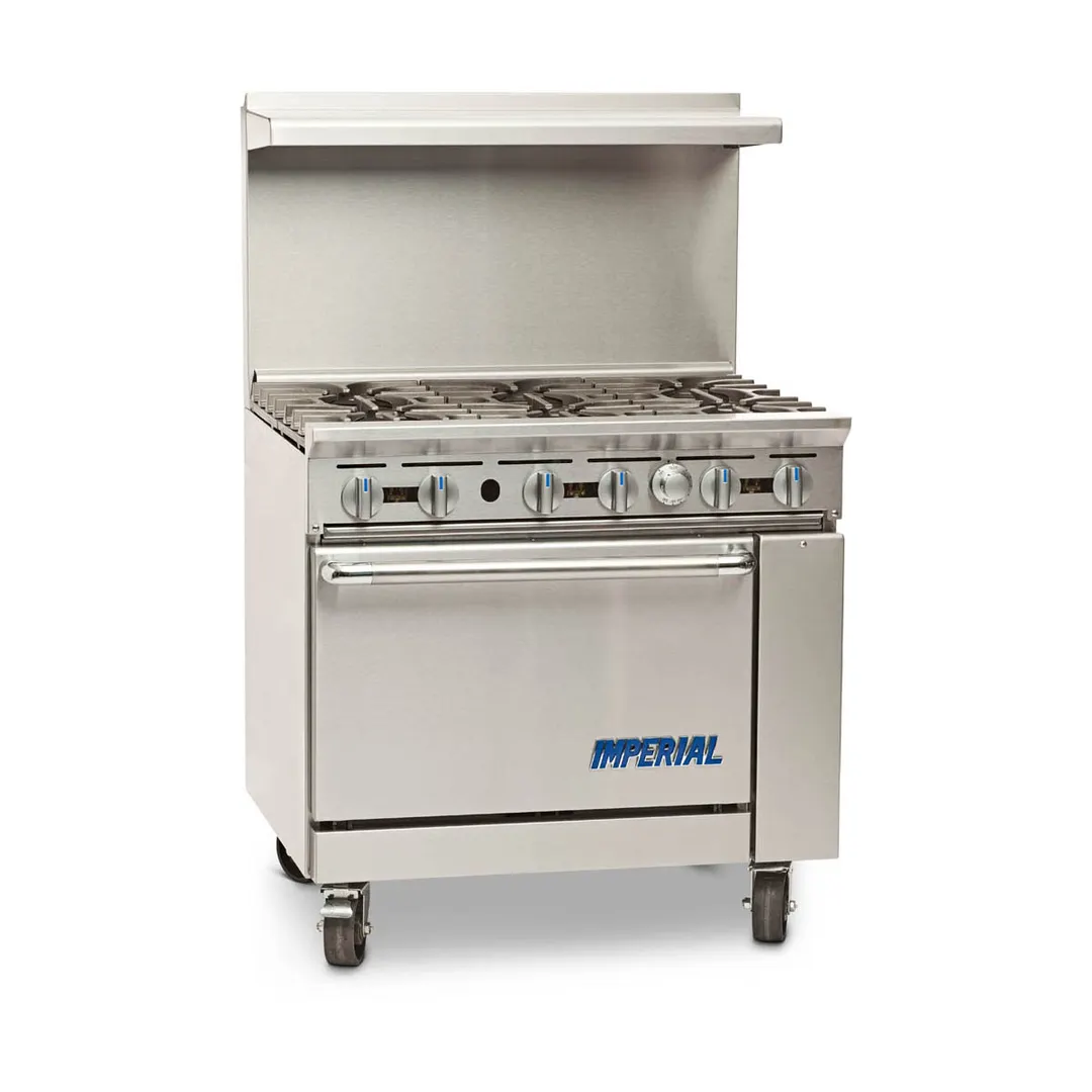 Imperial IR-6 36" Gas Restaurant Range w/ (6) Open Burners, (1) Standard Oven, 227.000 BTU