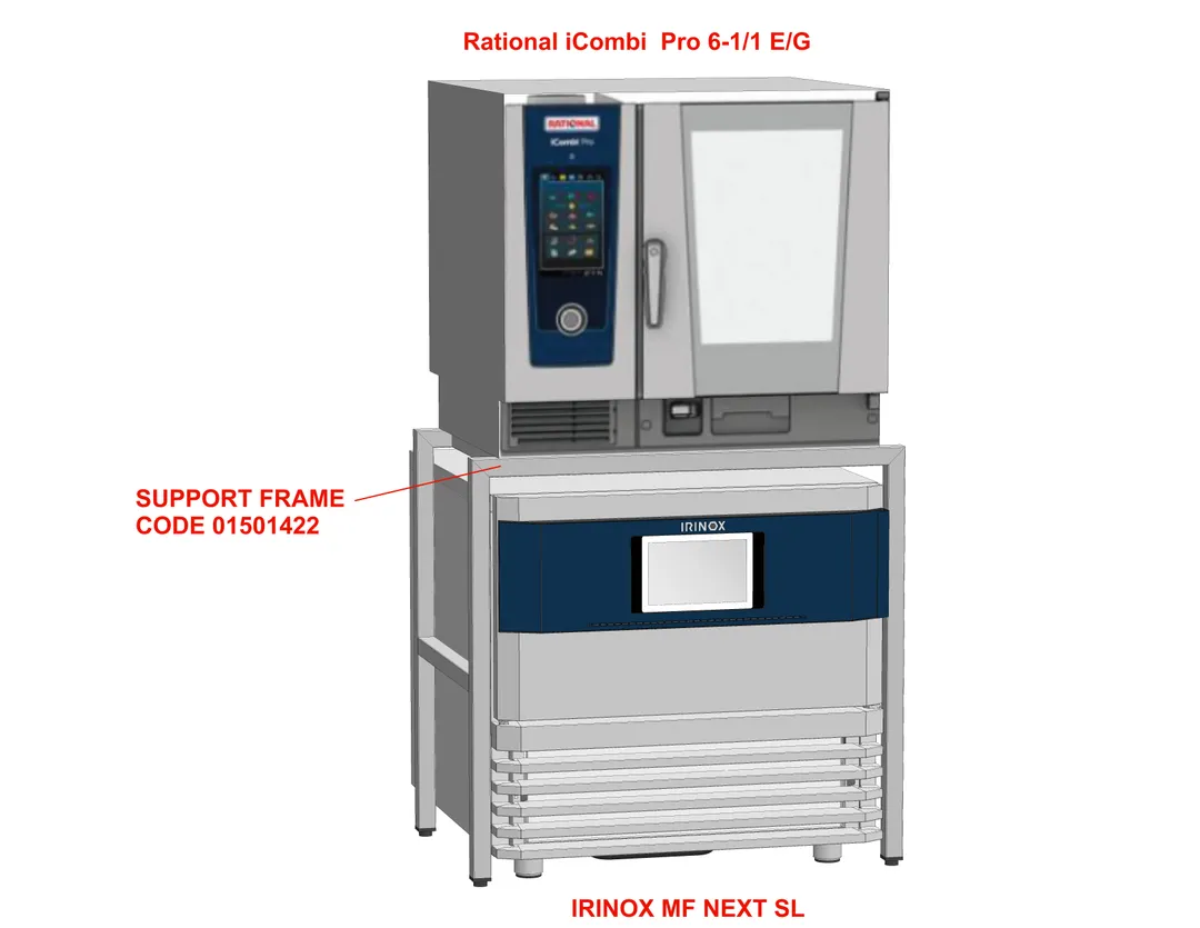 Irinox 01501422 Stand MF Next SL + Rational new iCombi Pro 6-1/1E/G (with unit with castors or  low profile legs only )