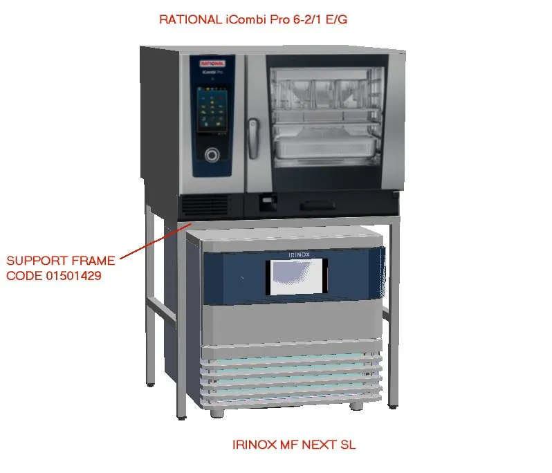 Irinox 01501429 Stand MF Next SL + Rational new iCombi Pro 6-2/1E/G (with unit with castors or  low profile legs only )