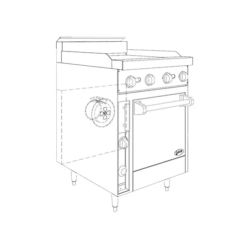 Jade JBR-24G-24C 24" Gas Restaurant Range w/ 24" Griddle, (1) Convection Oven, 78.000 BTU