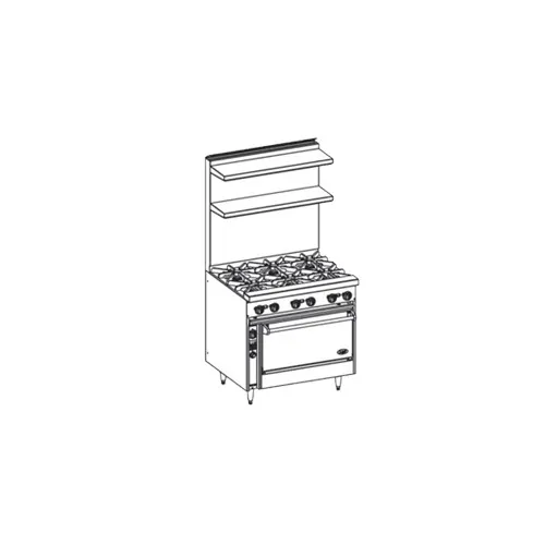 Jade JBR-36G 36" Restaurant Gas Range w/ 36" Full Griddle, (1) Open Cabinet Base, 72.000 BTU