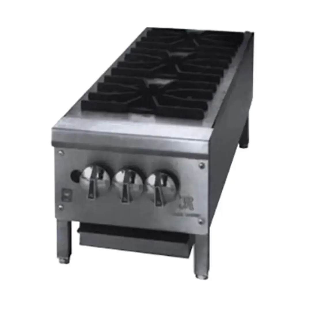 Jade JHP-312-F 12" Floor Gas Hotplate with (3) Burners, Manual Controls, 45.000 BTU