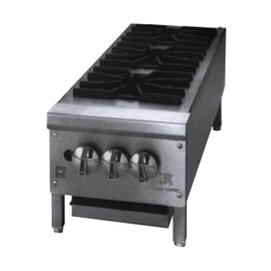 Jade JHP-312 12" Countertop Gas Hotplate with (3) Burners, Manual Controls, 45.000 BTU