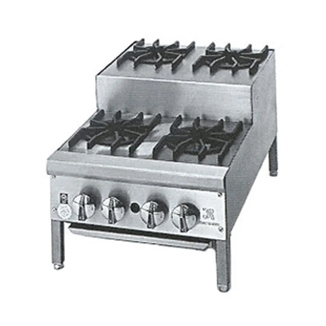 Jade JHPE-3-324-F 24" Floor Step-Up Gas Hotplate with (6) Burners, Manual Controls, 90.000 BTU