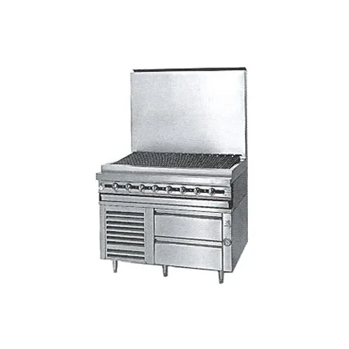 Jade JMRH-72B 72" Gas Heavy Duty Range w/ 72" Full Charbroiler, Modular & Open Legs Base, 180.000 BTU