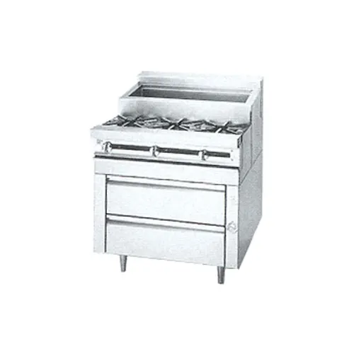Jade JMSS-04-T-48 48" Gas Heavy Duty Range w/ Titan Fire and Ice Saute Station, (4) Open Burners, Refrigerated Rails w/ 6 Pans, 120.000 BTU