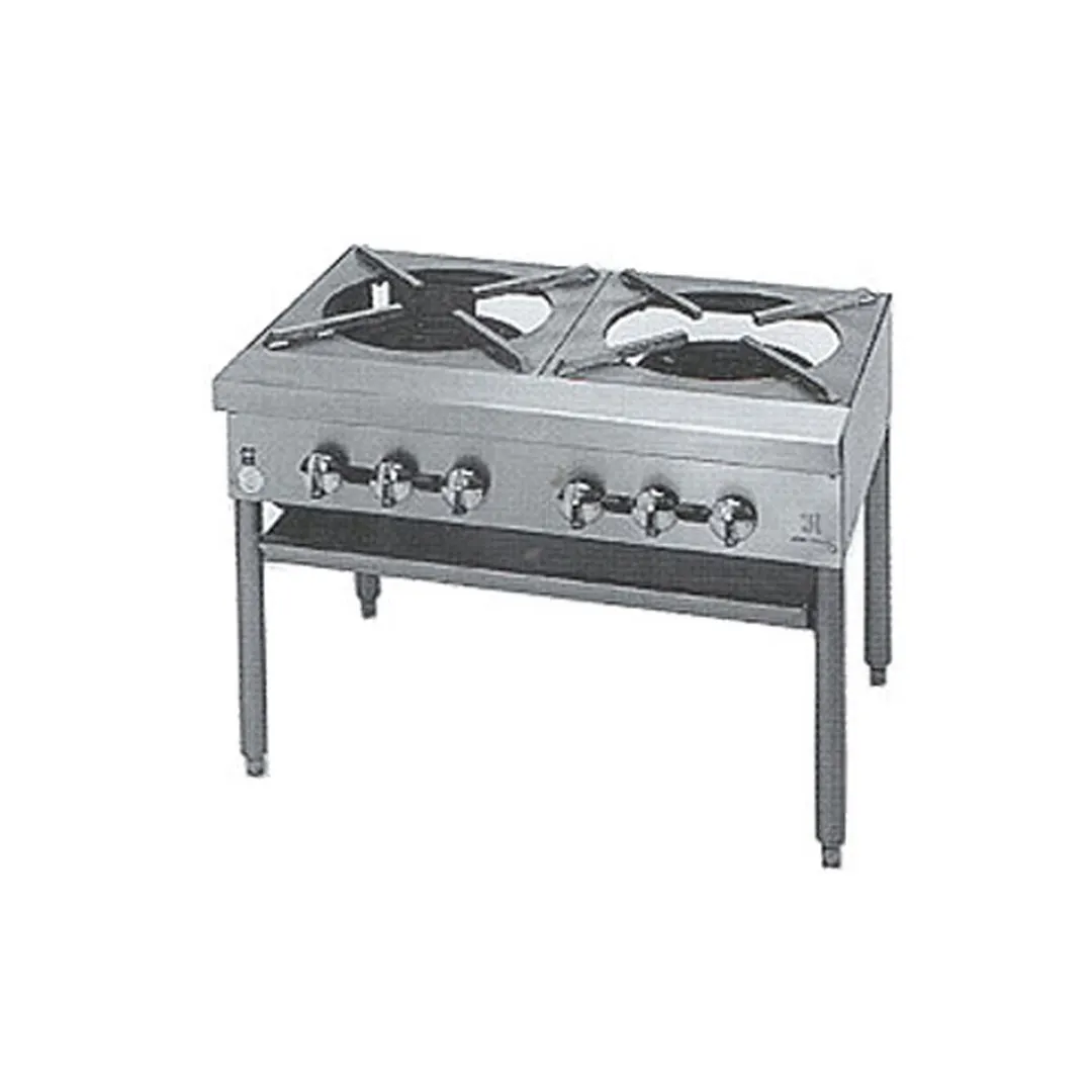 Jade JSP-224 36" Gas Stock Pot Range w/ (2) Three Ring Burners, Side to Side Design, Manual Controls, 200.000 BTU 