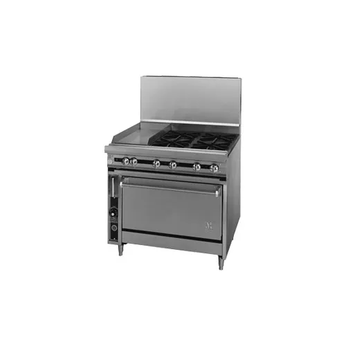 Jade JTRH-12G-4-36 36" Gas Heavy Duty Range w/ (4) Open Burners, 12" Griddle, (1) Standard Oven, 210.000 BTU