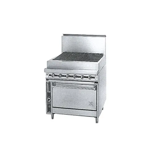 Jade JTRH-60B 60" Gas Heavy Duty Range w/ 60" Full Charbroiler, Cabinet Base, 150.000 BTU
