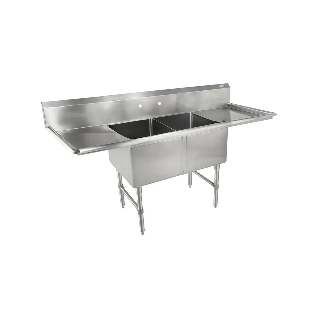 John Boos 2B184-2D18-X 75" Two Compartment Sink, 18"W x 18"L Bowl With 2 Drainboards