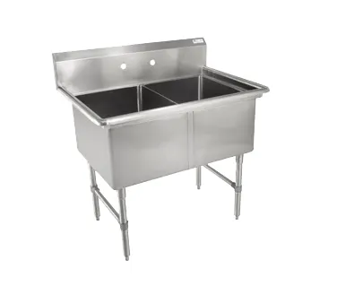 John Boos 2B244 53" Two Compartment Sink, 24"W x 24"L Bowl Without Drainboard