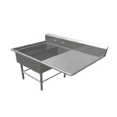 John Boos 2PB14314-1D30R 62" Two Compartment Sink, 14"W x 31"L Bowl With Right-Hand Drainboard