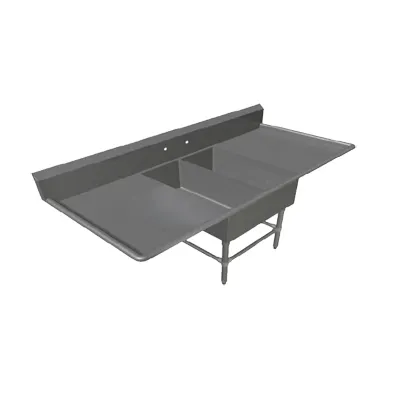 John Boos 2PB14314-2D18 67" Two Compartment Sink, 14"W x 31"L Bowl With 2 Drainboards