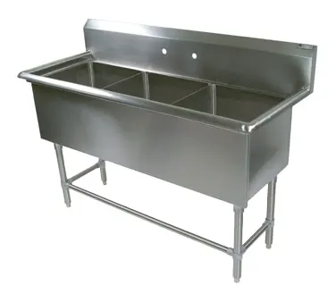 John Boos 3PB18 59" Three Compartment Sink, 18"W x 18"L Bowl Without Drainboard