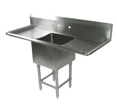 John Boos 41PB184-2D24 69" One Compartment Sink, 18"W x 18"L Bowl With 2 Drainboards