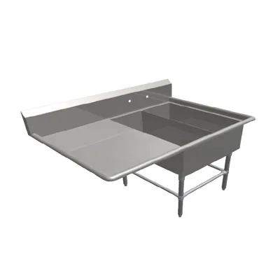 John Boos 42PB1431-1D30L 62" Two Compartment Sink, 14"W x 31"L Bowl With Left-Hand Drainboard