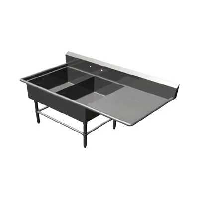John Boos 42PB2028-1D20R 64" Two Compartment Sink, 20"W x 28"L Bowl With Right-Hand Drainboard