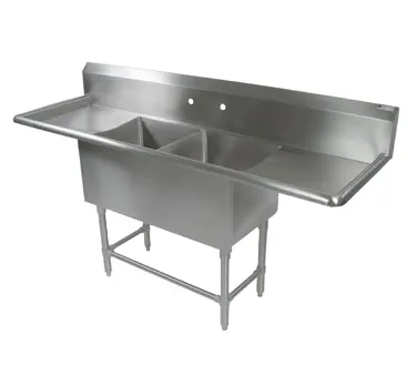 John Boos 42PB3024-2D30 123" Two Compartment Sink, 24"W x 30"L Bowl With 2 Drainboards