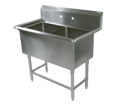 John Boos 42PB3024 65" Two Compartment Sink, 24"W x 30"L Bowl Without Drainboard