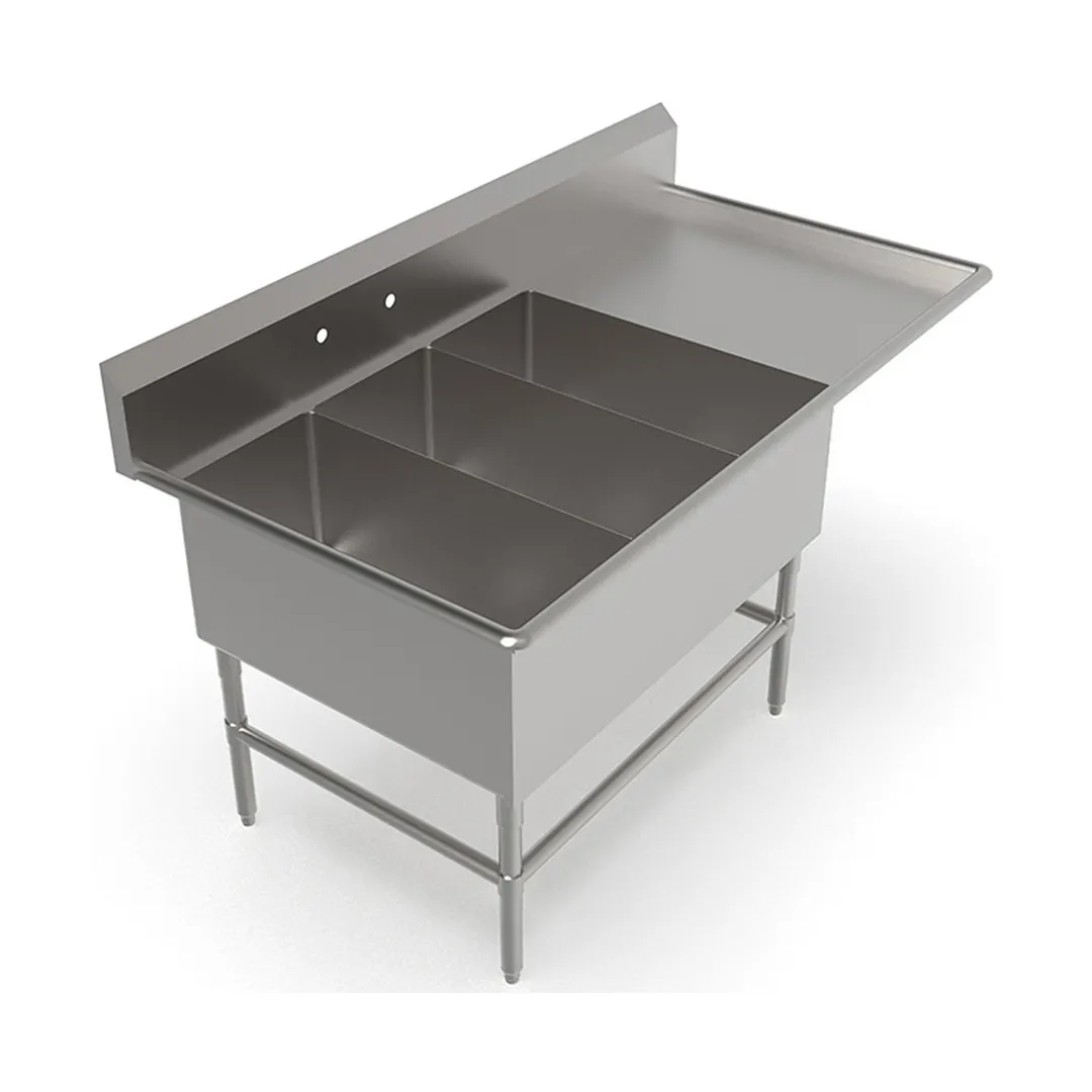 John Boos 43PB2028-1D30R 94" Three Compartment Sink, 20"W x 28"L Bowl With Right-Hand Drainboard