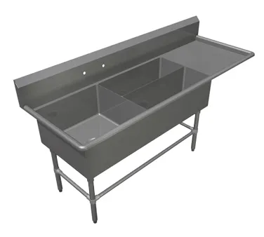 John Boos 43PBPS3224-1D30R 90" Three Compartment Sink, 24"W x 24"L Bowl With Right-Hand Drainboard