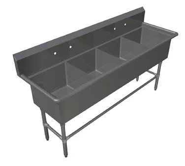 John Boos 44PB16204 69" Four Compartment Sink, 16"W x 20"L Bowl Without Drainboard