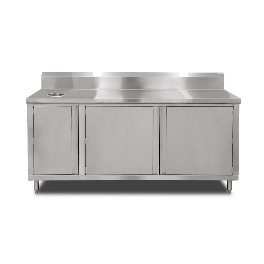 John Boos 4BU4R5-3648-L 48" Cabinet Base Hinged Doors Work Table with Left Trash Chute / 2+1 Doors