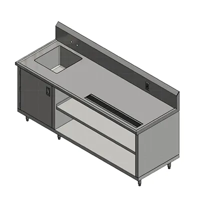 John Boos 4CB4R10-30120-L Beverage Table, Cabinet Base with Open Front