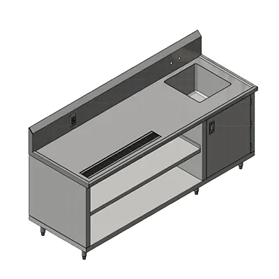 John Boos 4CB4R10-3060-R Beverage Table, Cabinet Base with Open Front