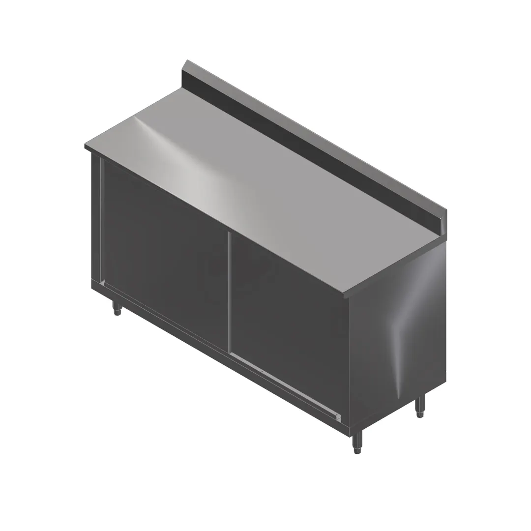 John Boos 4CS4R5-30144 144" Customizable Work Table with Sliding Door Cabinet Base / Backsplash