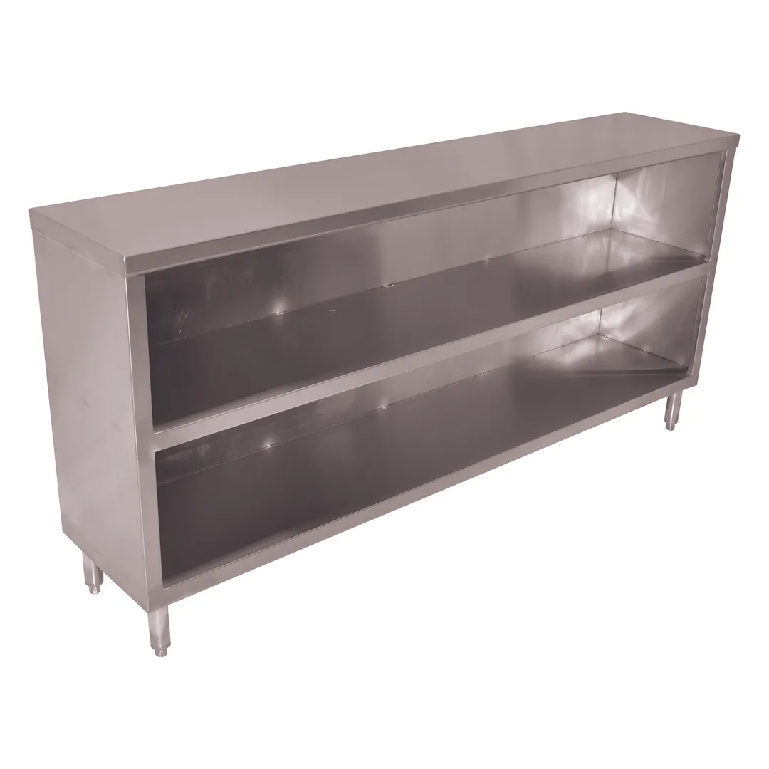 John Boos 4DCO4-18144 Stainless Steel Open Front Dish Cabinet, Open Base with Mid-Shelf / 144"x18"