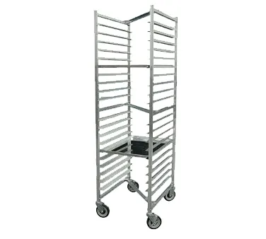 John Boos ABPR-1820-ZN 20 Pan Mobile End Load Nesting Bun / Sheet Pan Rack w/ 3" Bottom Load Slides