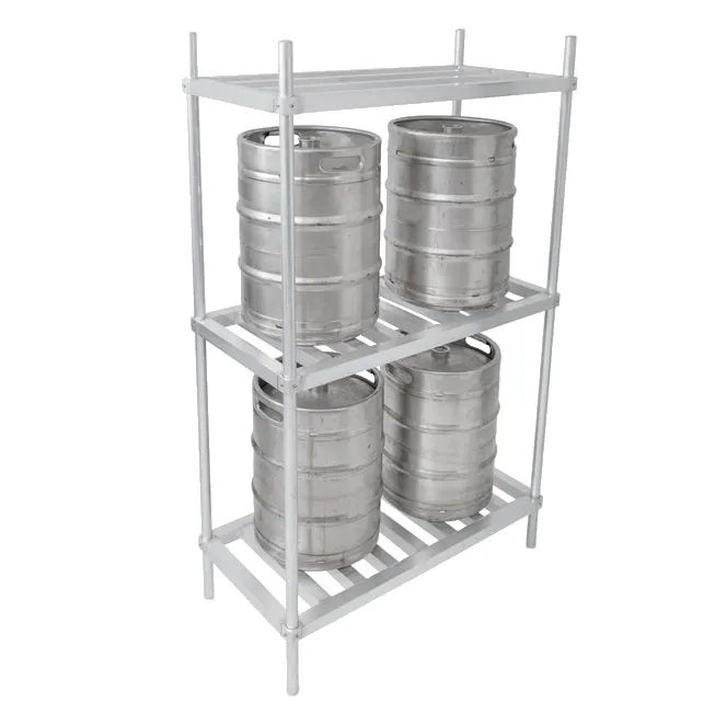 John Boos ALKR-2093 93" Aluminum Keg Rack with 10 Kegs Capacity and 3 Shelves