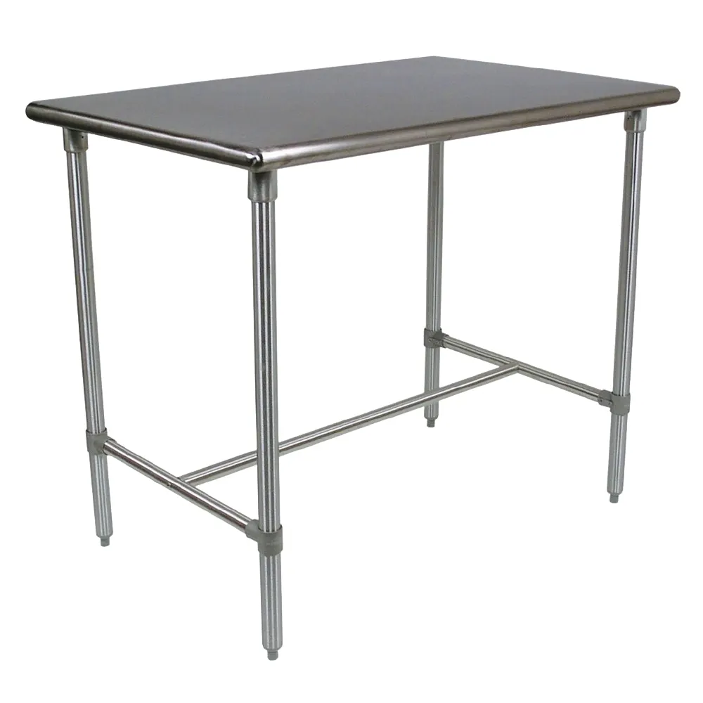 John Boos BBSS4824-40 48" Stainless Steel Utility Table, 24"D x 40"H, Polished Bullnose Corners & Edges, Adjustable Feet