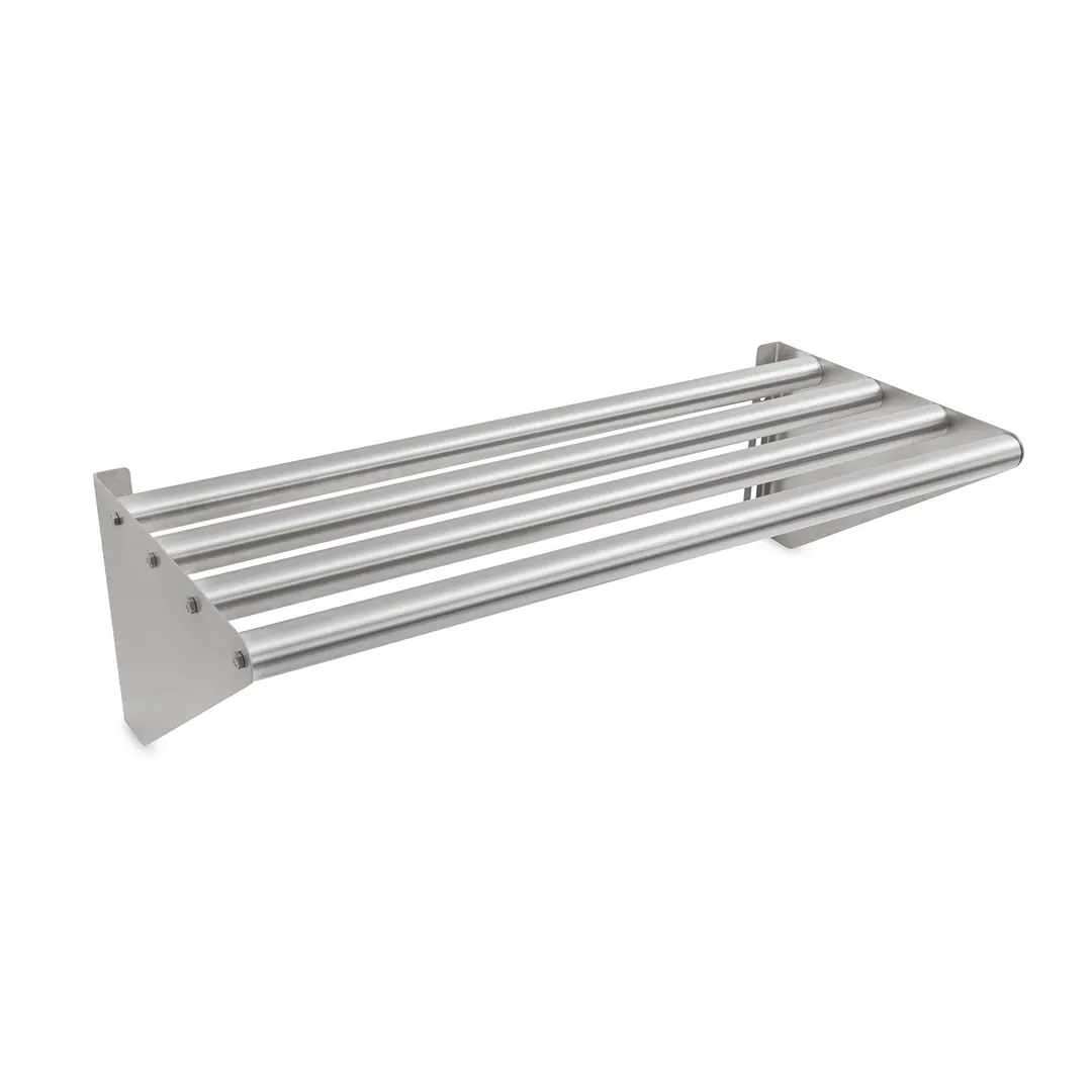 John Boos BHS1672-T-X 72" Stainless Steel Wall Mounted Tubular Shelf, Satin Finish, 16"D