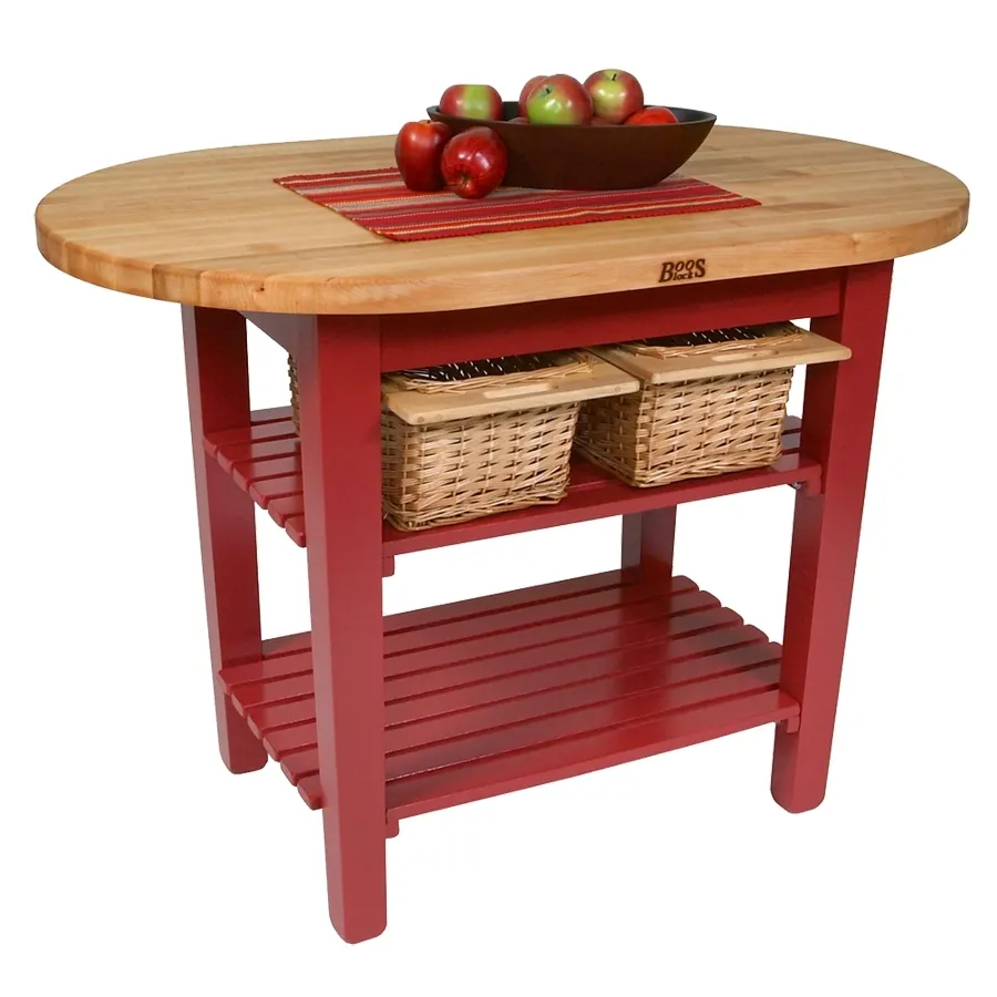 John Boos C-ELIP4830175-2S Utility Table w/ 1-3/4" Thick Eliptical Hard Rock Maple Top, Painted Base