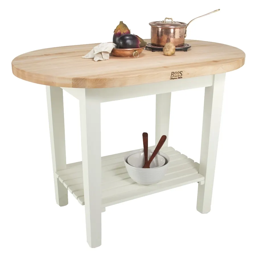 John Boos C-ELIP7230175 72" x 30" Utility Table, 1-3/4" Thick Edge Grain Hard Rock Maple Top, Painted Wood Base