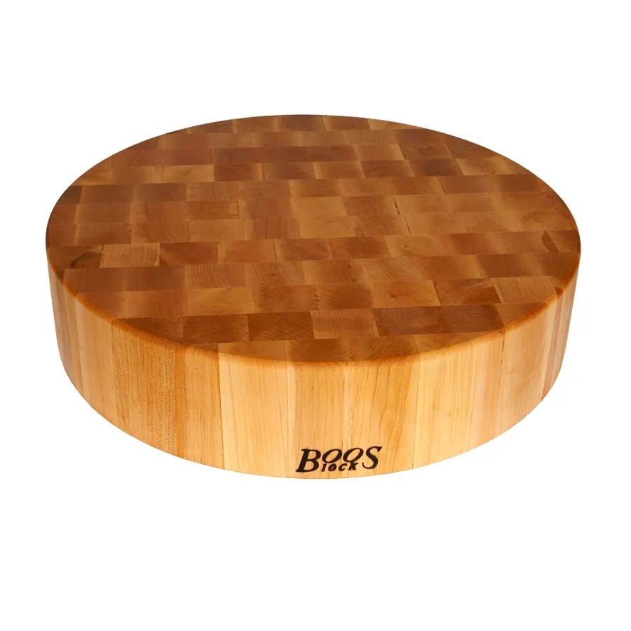 John Boos CCB24-R - 24" Round Cutting Board, 4" Thick Hard Rock Maple, Oil, Non‑Reversible