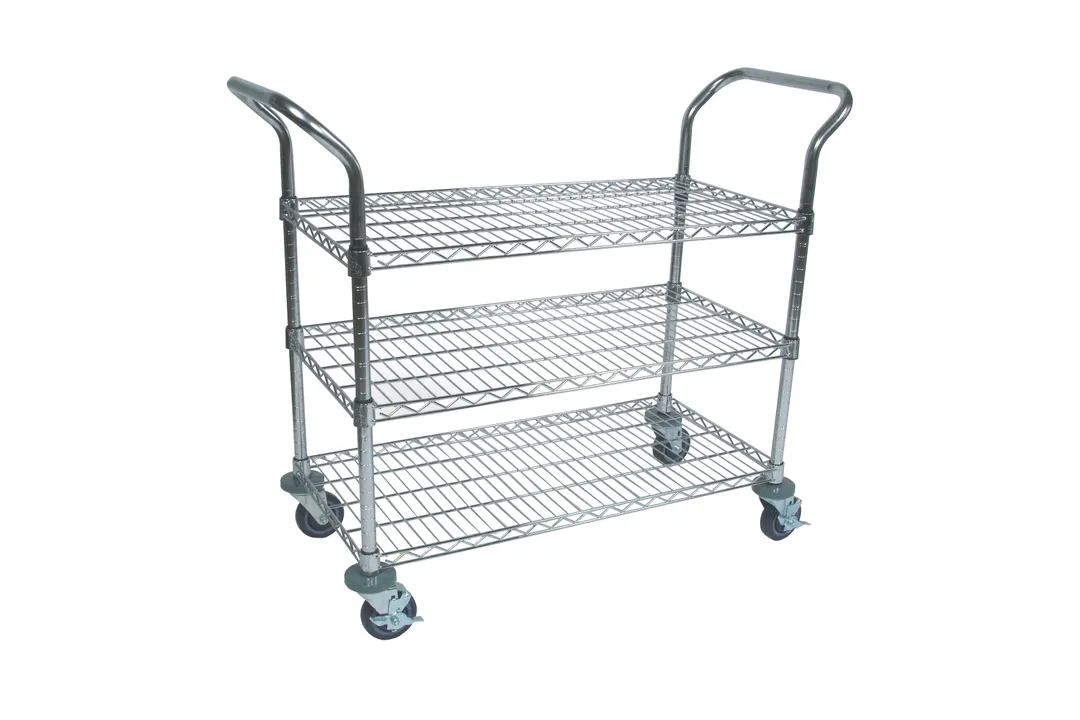 John Boos CWC-1836-3-X Chrome Wire Bussing Cart w/ (3) 36"L x 18"D Shelves