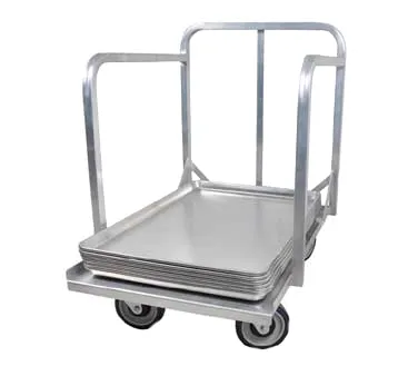 John Boos D1927-SP-H Aluminum Bun Pan Truck/Dolly with Push Handle, 1 Stack, 18x26 or 18x13 Pans, 5 Swivel Casters
