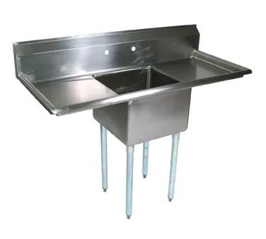 John Boos E1S8-18-12T18-X 54" One Compartment Sink, 18"W x 18"L Bowl With 2 Drainboards