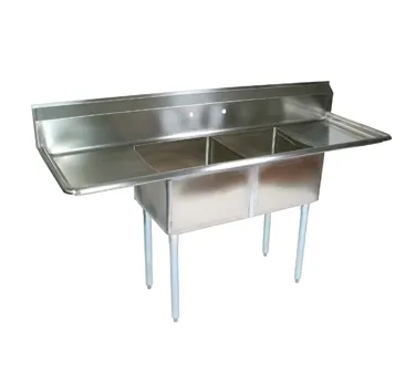 John Boos E2S8-18-12T18-X 72" Two Compartment Sink, 18"W x 18"L Bowl With 2 Drainboards