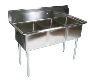 John Boos E3S8-1014-10-X 35" Three Compartment Sink, 10"W x 14"L Bowl Without Drainboard