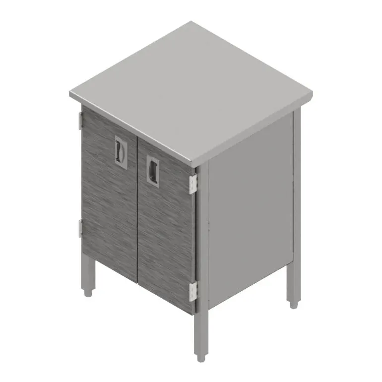 John Boos EBHS6-3072 72" Cabinet Base Hinged Doors Work Table, Flat Top / 16 Gauge Top