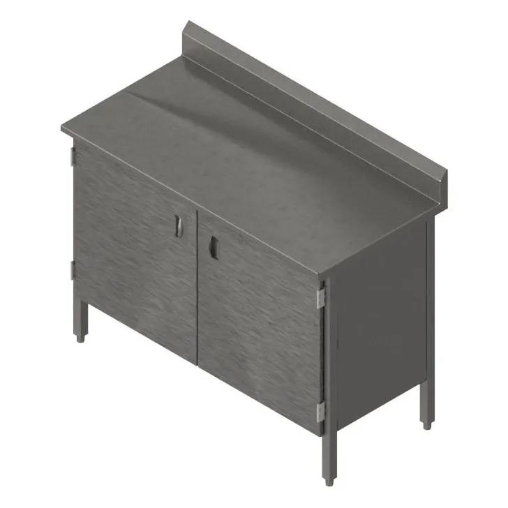 John Boos EBHS6R5-3036 36" Cabinet Base Hinged Doors Work Table with Backsplash / 16 Gauge Top