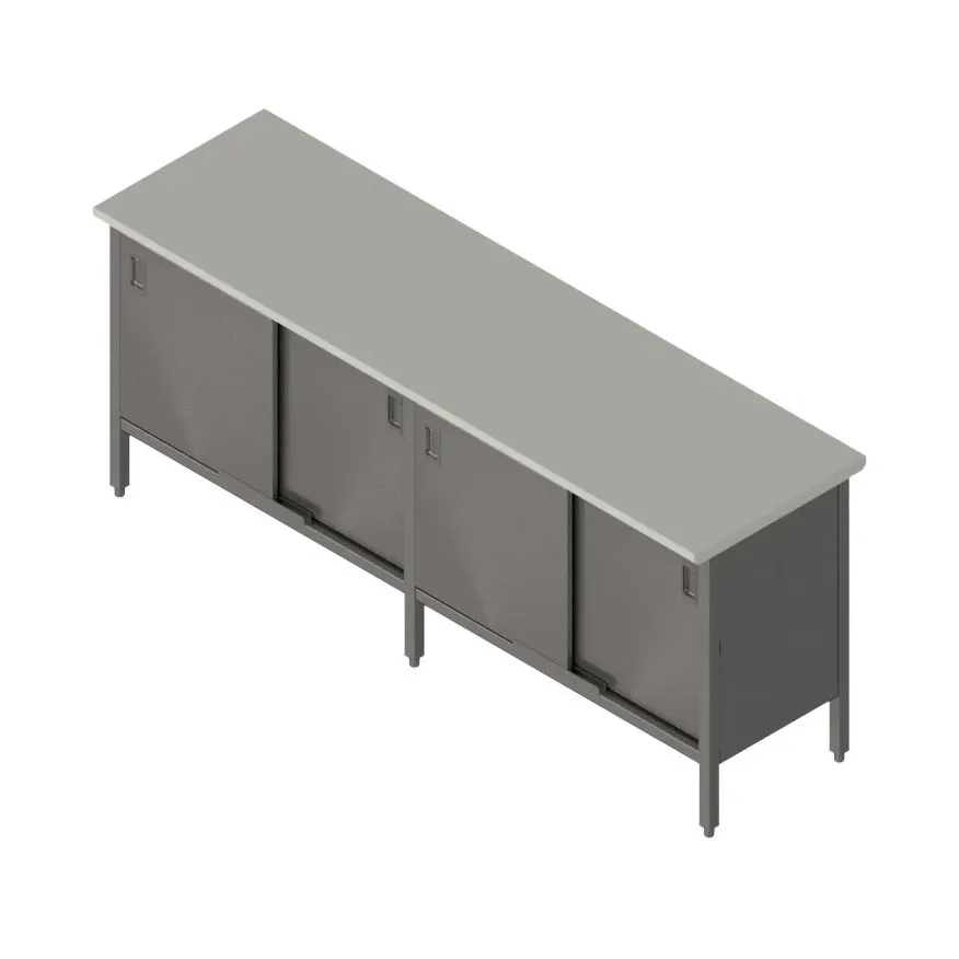 John Boos EBSS6-2496 Cabinet Base with Sliding Doors Work Table, 96"W X 24"D